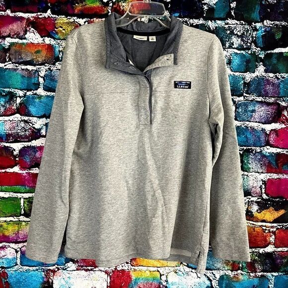 L.L. Bean Popover Sweatshirt 1/4 Button Size Large - Picture 1 of 8